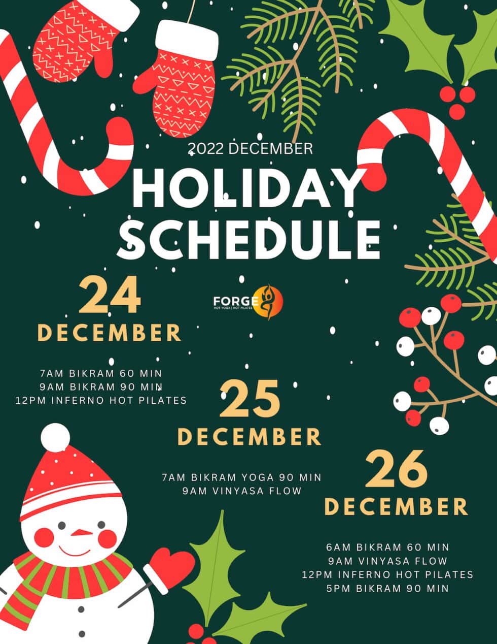 Holiday schedule 2022 Hot Yoga in Portland OR