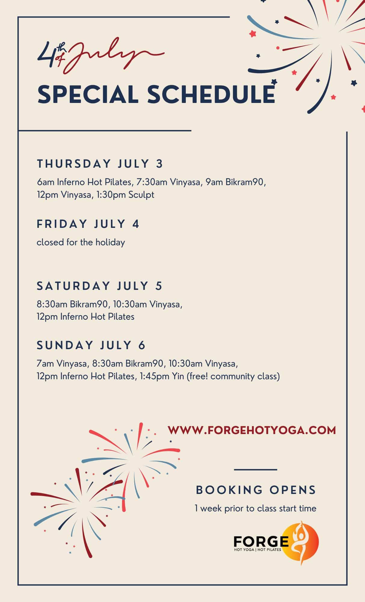 Forge Hot Yoga Memorial Day Schedule 2025 2025 4th of July Schedule Forge Hot Yoga