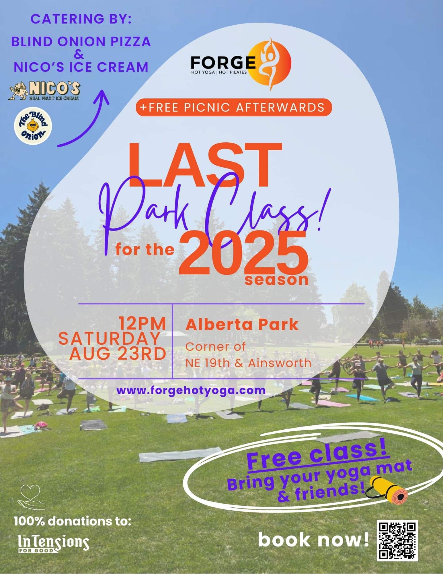 Last Park Class for 2025 Forge Hot Yoga in Portland Building