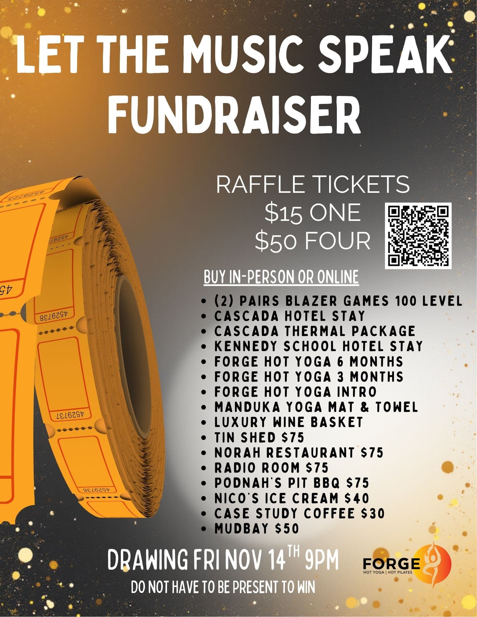 Let the Music Speak Fundraiser Forge Hot Yoga