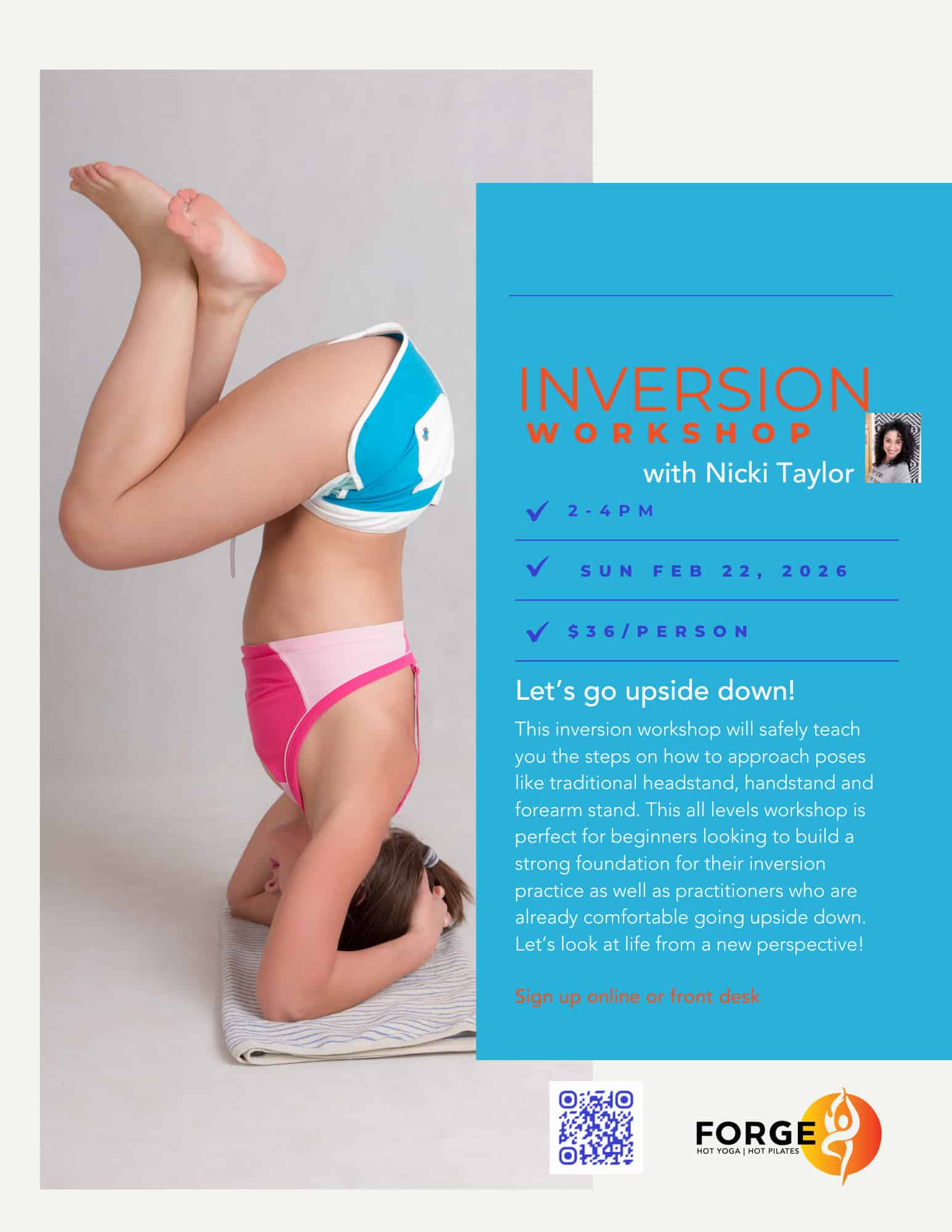 Inversion Workshop with Nicki Taylor at Forge Hot Yoga in Portland