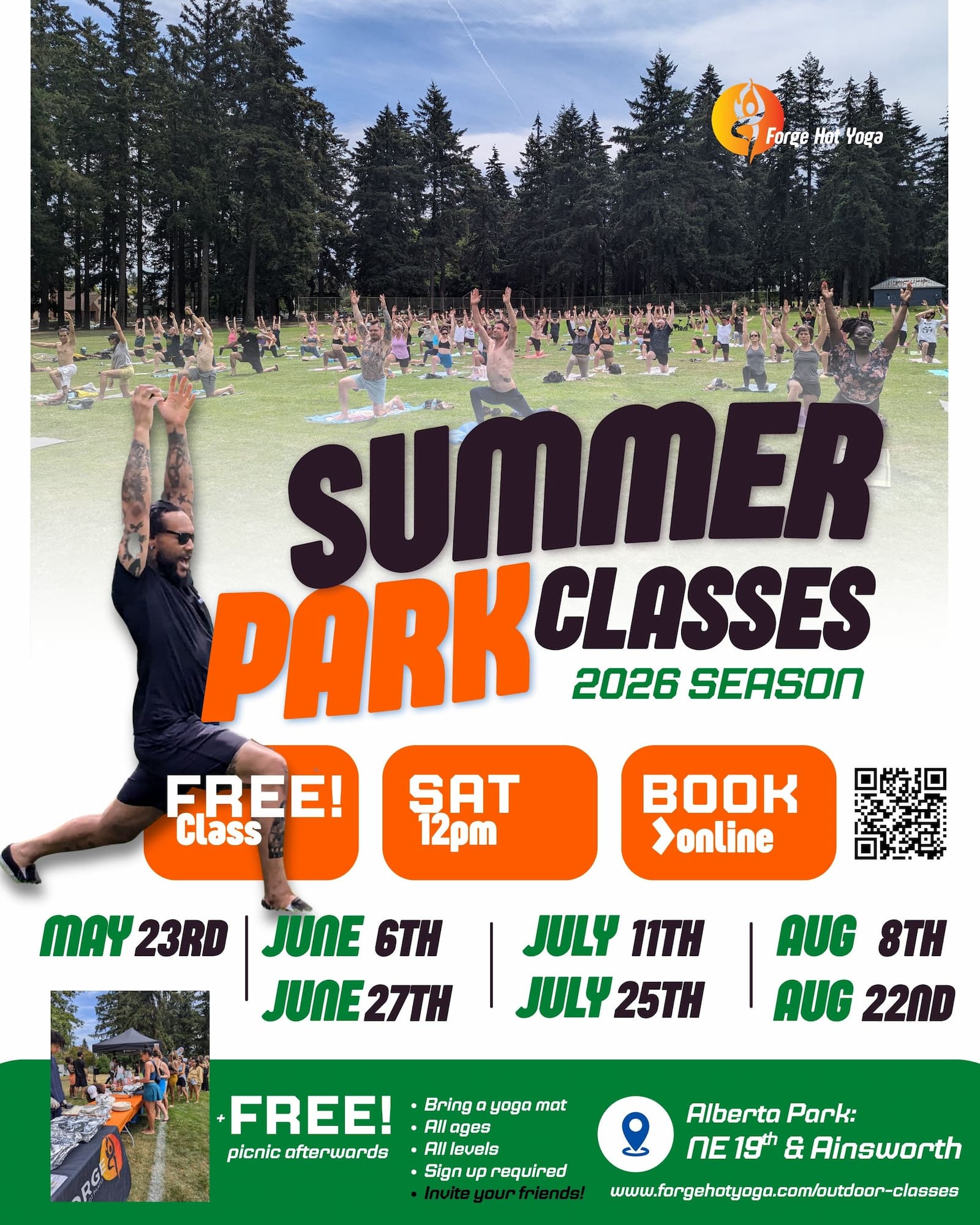 Forge Hot Yoga Summer Park Classes in Portland